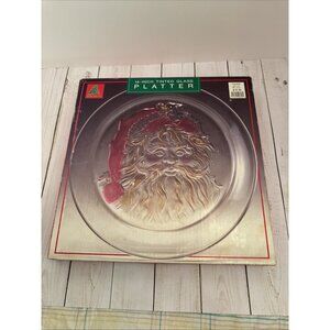 Vintage Tinted Glass Santa Platter Made In Japan Christmas 14" NIB